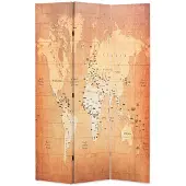 vidaXL Cloison de séparation pliable 228 x 170 cm Carte du monde Jaune