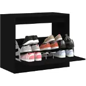 vidaXL Armoire à chaussures 2 tiroirs rabattables noir 60x42x108 cm