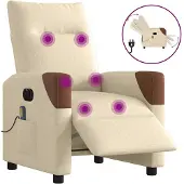 vidaXL Fauteuil relax Tissu Crème