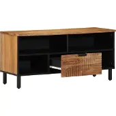 vidaXL Meuble TV avec étagère, marron, 100 x 33 x 46 cm, bois massif de manguier