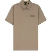 BOSS Paddy Structure 10280616 Green Short Sleeve Polo Beige S Homme