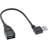 InLine 34602R Rallonge Smart USB 2.0 coudée, prise/prise femelle, type A, noir, 0,2m
