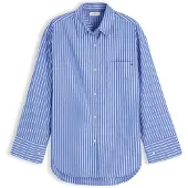 Tommy Hilfiger Chemisier 'Oversized Fit Stripe Shirttail Hem' bleu roi / blanc