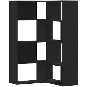 vidaXL Bibliothèque d'angle à 4 niveaux noir bois d'ingénierie