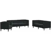 vidaXL Ensemble de 3 canapés Chesterfield avec traversins Noir velours