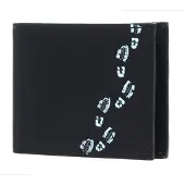 OXMOX porte-monnaie New Cryptan Pocketbörse Footsteps Print Cyan Black noir