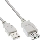 InLine 34610X Rallonge USB 2.0, prise/prise femelle, type A, beige/gris, 1m