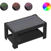 vidaXL Table basse LED noire 93x53x45 cm Bois composite