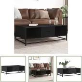 vidaXL Table basse noire 100x57x35 cm Bois composite et métal