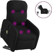 vidaXL Fauteuil de massage électrique releveur Noir Tissu