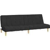 vidaXL Canapé-lit à 2 places noir tissu