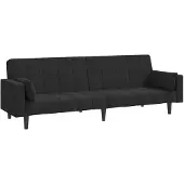 vidaXL Canapé-lit à 2 places avec deux oreillers Noir Velours