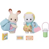 Sylvanian Families Le duo de bébés en vadrouille - - 5747 - Lapin chocolat et chat persan avec accessoires