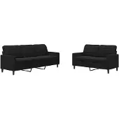 vidaXL Ensemble de canapés 2 pièces avec coussins Noir velours