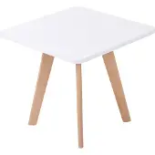 CLP Table d'appoint Almeria d'angle I Pieds en bois de hêtre I Table d'appoint au look scandinave I Petite table basse, couleur:blanc, couleur du piètement:Natura (anguleux)