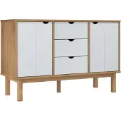 vidaXL Sideboard OTTA brun&blanc 113,5x43x73 cm Pin massif