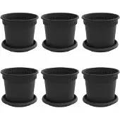 vidaXL Pots de fleurs , lot de 6, noir, Ø 15 x 12 cm, en plastique