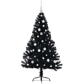 vidaXL Sapin de Noël artificiel pré-éclairé Noir 150 cm PVC