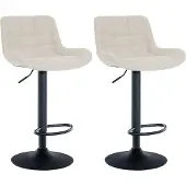 CLP - Ensemble de 2 tabourets Tover, pivotants à 360° et réglables en hauteur | Couleur : crème | Matériau : tissu