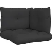 vidaXL Coussins de palette lot de 3 noir tissu