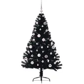 vidaXL Sapin de Noël artificiel pré-éclairé Noir 150 cm PVC