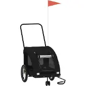 vidaXL Remorque pour vélo Chiens Noir Tissu Oxford et fer