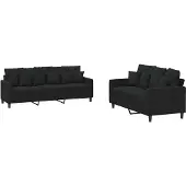 vidaXL Ensemble de canapés 2 pièces avec coussins Noir velours