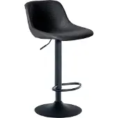 CLP Tabouret de bar Loft avec dossier, pivotant à 360°, noir, en similicuir
