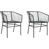 vidaXL Chaises de jardin 2 pcs. noir poly rotin