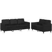 vidaXL Ensemble de canapés 2 pièces avec coussins Noir Similicuir