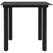 vidaXL Table de jardin noire 80x80x74 cm acier et verre