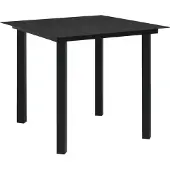vidaXL Table de jardin "Pintesfeld" en verre, acier peint par poudrage en noir. Dimensions (L/l/H) 80x80x74 cm