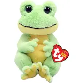 Multisoppi Grenouille 15 cm vert/jaune avec yeux scintillants Peluche