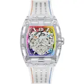 GUESS Montre à affichage analogique ' PHOENIX ' mélange de couleurs / transparent