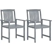 vidaXL Chaises de jardin 2 pcs. Gris Bois massif Acacia