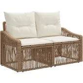 vidaXL Canapé de jardin 2 places, beige, en polyrotin