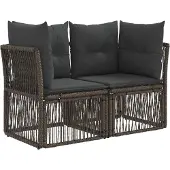 vidaXL Canapé de jardin 2 places, gris, en polyrotin