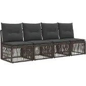 vidaXL Canapé 4 places, 4 pièces, 4 places, gris, polyrotin