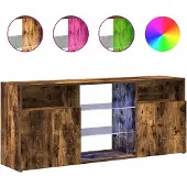 vidaXL Armoire TV avec lampes LED chêne fumé 120x30x50 cm