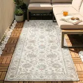 FRAAI Tapis de couloir lavable - Domingo Oriental Blanc | 80x300 cm | Tapis de couloir | Tissage plat