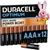 Duracell Piles Alcalines AAA Optimum 12 Pièces