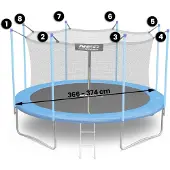 Neo-Sport Filet d'intérieur pour trampoline 374cm 12ft