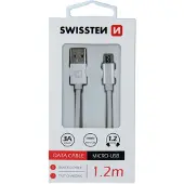 Swissten Suisse Câble de données textile USB / Micro USB 1,2 M Argent