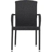 Ebuy24 Anita chaise de jardin polyrattan empilable noir.