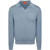 Suitable Polo Maille Manches Longues Riva Poche Bleu Clair