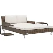 vidaXL bain de soleil 2 personnes avec coussins Poly rotin brun
