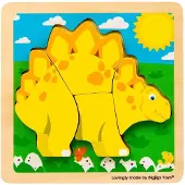 Bigjigs Puzzle en bois « Stégosaure » - 4 pièces