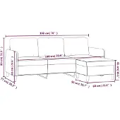 vidaXL Canapé 3 places avec pouf Noir 180 cm Tissu