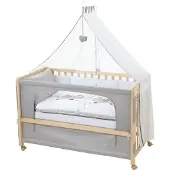 Roba Lit Cododo Complet Jumbotwins - - 60x120 Cm - 4 Roues À Freins - Naturel
