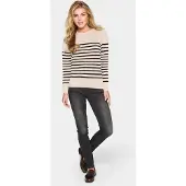 Saint tropez Pull-over 'Mila' gris clair / noir